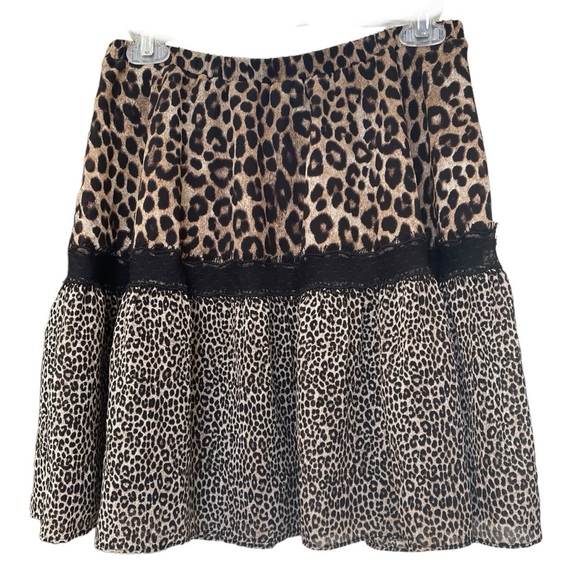 MICHAEL Michael Kors Animal Print Elastic Band Waist Tiered Ruffle Hem Skirt New - Picture 8 of 11